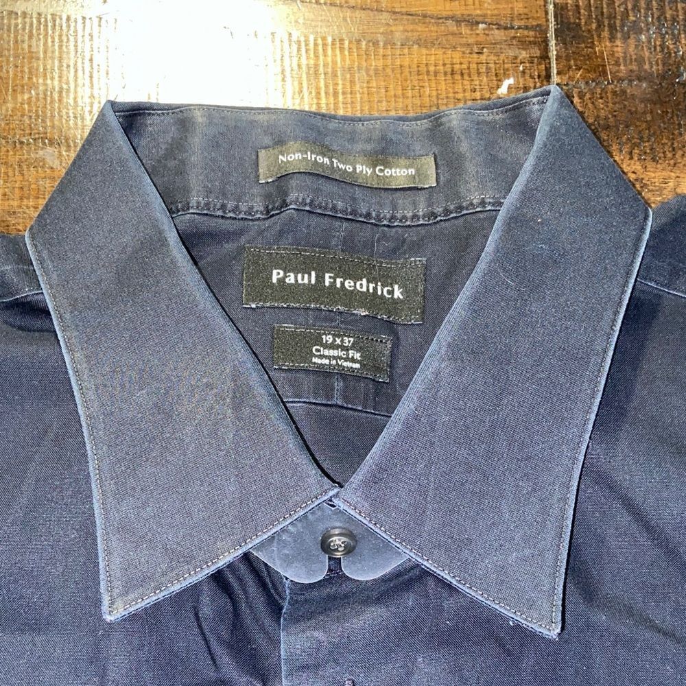 Paul Fredrick Men's Dark Blue Dress Shirt